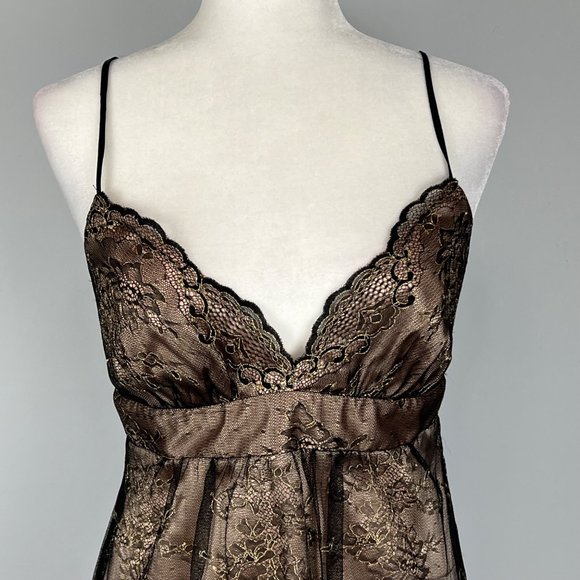 ABS Allen Schwartz Black Mesh Overlay Sleeveless Cocktail Slip Dress size 4 - Picture 2 of 13